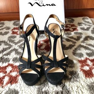 Black Glitter wedges